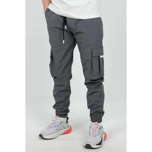 Erkek Slim Fit Cepli Beli ve Paçası Lastikli İnce Spor Pantolon Antrasit Edw071