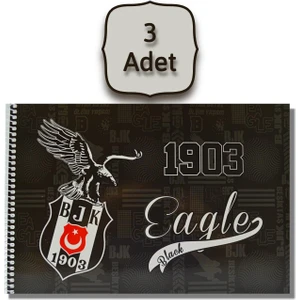 Beşiktaş 24X34 15 Yaprak Karton Kapak Spiralli Resim Defteri 3 Adet