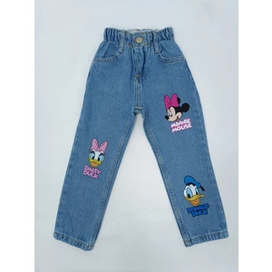 Kız Çocuk Kot Pantolon Minnie Koyu Mavi