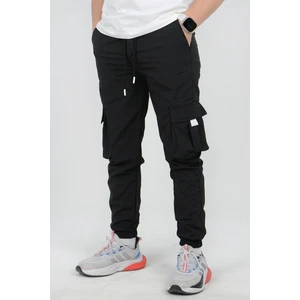 Erkek Slim Fit Cepli Beli ve Paçası Lastikli İnce Spor Pantolon Siyah Edw071