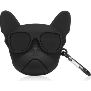 Air Pods Pro ve Pro 2. Nesil Uyumlu 3D Silikon Kılıf - 3D Silikon Siyah French Bulldog Köpek