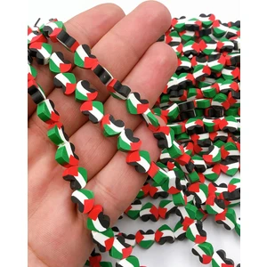 Ebruli Boncuk Filistin Kalp Bayrak Fimo Boncuk Takı Yapımı Bead (100 Adet)