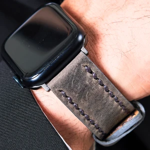 Apple Watch Deri Kordon 42MM 44MM 45MM 49MM 3 / 4 / 5 / 6 / Se / 7 / 8 / Ultra / Ultra 2 Gri Deri Kayış