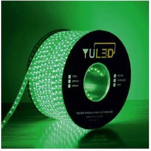 Yeşil 3 Çipli İç Dış Mekan Silikonlu Şerit LED 220V Metrede 60 Ledli 1 Metre + Güç Fişi