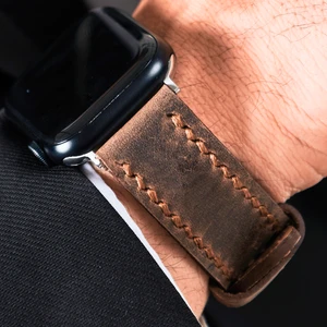 Apple Watch Kordon 42MM 44MM 45MM 49MM 3 / 4 / 5 / 6 / Se / 7 / 8 / Ultra / Ultra 2 Kahverengi Apple Deri Kayış