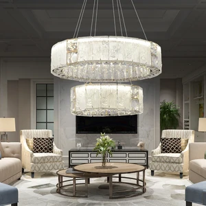 Rocco 2 Katlı 3 Renkli Ledli 64 Watt Gold Kaplamalı Kristal Taşlı Sarkıt LED Salon Avize