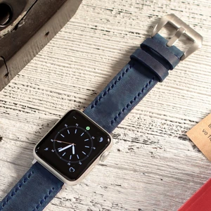 Apple Watch Deri Kordon 49MM 45MM 44MM 42MM 3 / 4 / 5 / 6 / Se / 7 / 8 / Ultra / Ultra 2 Mavi Deri Kayış