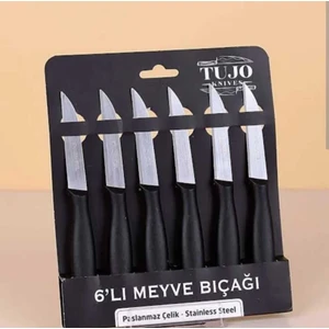 Tujo Paslanmaz Çelik 6 Lı Meyve Bıçağı Siyah Saplı