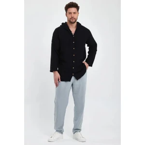Kurular Tekstil Kapüşonlu Müslin Uzunkol Gömlek