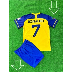 Bite Nose Çocuk Ronaldo Al Nassr 2022/23 Sarı Halı Saha Forma Tişört Şort