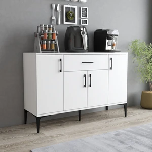 MDL0301 Alt Çok Amaçlı Dolap 4 Kapaklı Çekmeceli Mutfak Dolabı Beyaz