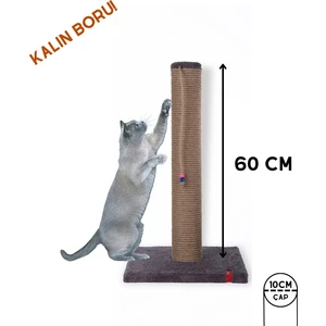 60CM Catnipli Kalın Borulu Dev Tırmalama Tahtası Minder Yüzey Antrasit
