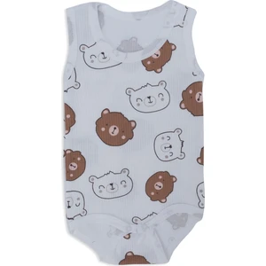 Unisex Bebek Raporlu Çıtçıtlı Ayıcık Kafalar Body Zıbın Badi