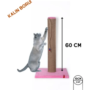 60CM Catnipli Kalın Borulu Dev Tırmalama Tahtası Minder Yüzey Pembe