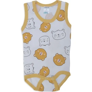 Unisex Bebek Raporlu Çıtçıtlı Ayıcık Kafalar Body Zıbın Badi