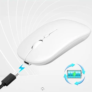 Sessiz Tıklama Şarjlı Çift Modlu Bluetooth Kablosuz 2.4ghz Beyaz Mouse