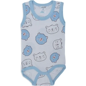 Unisex Bebek Raporlu Çıtçıtlı Ayıcık Kafalar Body Zıbın Badi