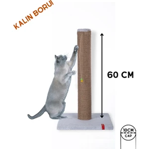 60CM Catnipli Kalın Borulu Dev Tırmalama Tahtası Minder Yüzey Gri