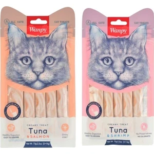 Creamy Ton Balığı & Somonlu  ve Ton Balığı & Karidesli Karışık Sıvı Kedi Ödül Maması 5*14 gr x  2 Adet