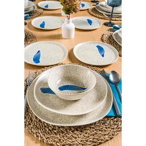Chichi Home Blue Leaf Geo 24 Parça 6 Kişilik Porselen Yemek Seti