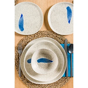 Chichi Home Blue Leaf Geo 24 Parça 6 Kişilik Porselen Yemek Seti