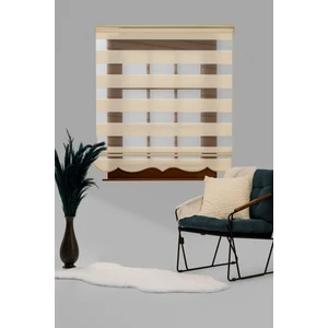 Krem Geniş Plise Stor Zebra Perde Balkon Perdesi, Oturma Odası Perdesi Dayanıklı Alüminyum Kasa