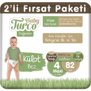 Baby Turco Doğadan 2'li Fırsat Paketi Külot Bez 4 Numara Maxi 82 Adet