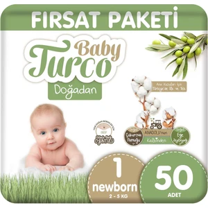 Baby Turco Doğadan Fırsat Paketi Bebek Bezi 1 Numara Newborn 50 Adet