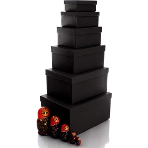 Siyah Hediye Kutusu Seti Mukavva Malzemeden Çok Amaçlı Kullanım 6'lı