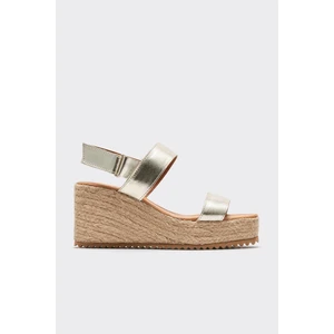 Gold Deri Kadın Espadril