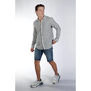 Lee Cooper Cizjo Erkek Dokuma Gömlek Ekru-Lacivert