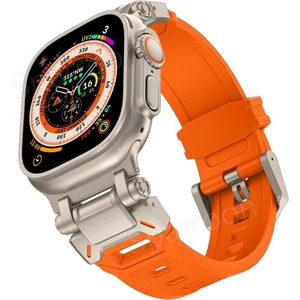 Apple Watch 7/8/9 45mm Titanyum Metal Bağlantı Kitli Silikon Kordon 101