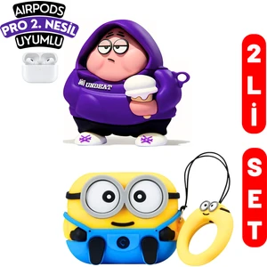 2'li Set - Pro 2. Nesil Uyumlu Hoodie Patrick Yıldız ve İki Gözlü Minyon Kulaklık Kılıfı Seti