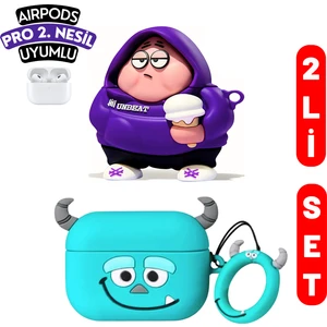 2'li Set - Pro 2. Nesil Uyumlu Hoodie Patrick Yıldız ve James P. Sullivan Kulaklık Kılıfı Seti