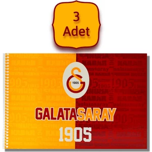 Galatasaray 24X34 15 Yaprak Karton Kapak Spiralli Resim Defteri 3 Adet