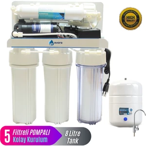Açık Kasa 5 Filtreli Pompalı 8 Lt. Çelik İçli Tanklı Su Arıtma Cihazı
