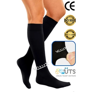 Diz Altı Varis Çorabı Burnu Kapalı (Siyah Renk) Orta Basınç Ccl2(Çift Bacak)