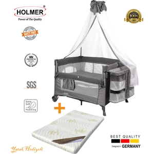 Coolstyle Cibinlikli Anne Yanı Oyun Parkı 70X110CM Gri+Aloevera Yatak