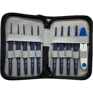 Elegant Blue Çantalı Ergonomik Silikon Tığ Seti Fw3