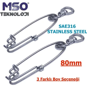 MSO Teknoloji Olta Balıkçılık Zıpkın Avcılık XL SAE316 Paslanmaz Çelik Klips
