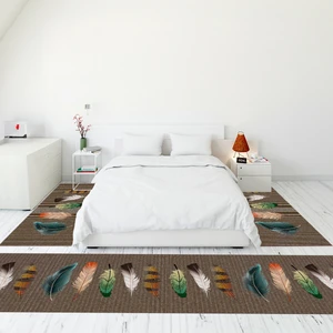 Evdeya Modern Şık Dijital Baskılı Kaymaz Taban Yıkanabilir Üçlü Yatak Odası Takımı, MODERN-114-KAHVE,