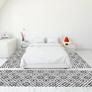 Evdeya Modern Şık Dijital Baskılı Kaymaz Taban Yıkanabilir Üçlü Yatak Odası Takımı, Modern-23-Gri,