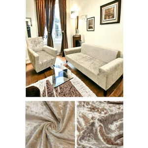 Furkan Ticaret Sütlü Kahve Renk Lastikli 3 3 1 1 Kadife Koltuk Örtüsü Takımı| Kanepe Kılıfı| Çekyat Örtüsü Kılıfı