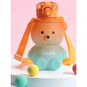 İC Bilişim 800 ml Smile Ayıcık Model Su Matarası Su Şişesı Suluk Bpa Içermez Suluk Çocuk Okul Su Şişesi Ayıcıklı Matara