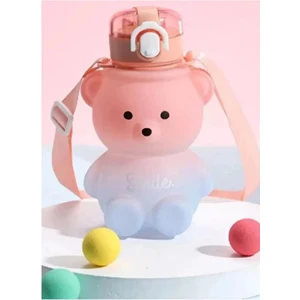 İC Bilişim 800 ml Smile Ayıcık Model Su Matarası Su Şişesı Suluk Bpa Içermez Suluk Çocuk Okul Su Şişesi Ayıcıklı Matara