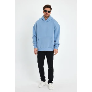 Kef Clothing Bebe Mavisi Hoodie, Oversize Sweatshirt, Erkek Hoodie, Kanguru Cep Kapüşonlu