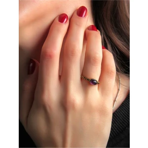 Esha Store Doğal Taş Ametist Doğal Taşlı Antik Ayarlanabilir Kadın Yüzük EUY30AT