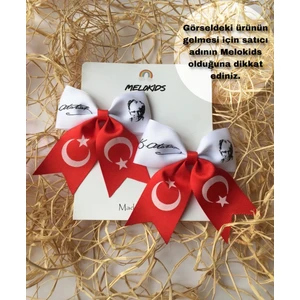 2 Adet Atatürk Desen Klipsli Toka  23 Nisan