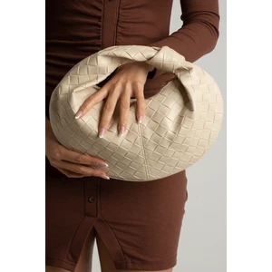 Valu Accessorize Moon Kadın Örgü Desenli Düğüm Detaylı Tasarım El Çantası Krem