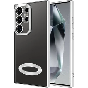 Case World Samsung Galaxy S24 Ultra Kapak Yanları Renkli Lens Korumalı Logo Gösteren Şeffaf Luxury Silikon Kılıf - Gümüş